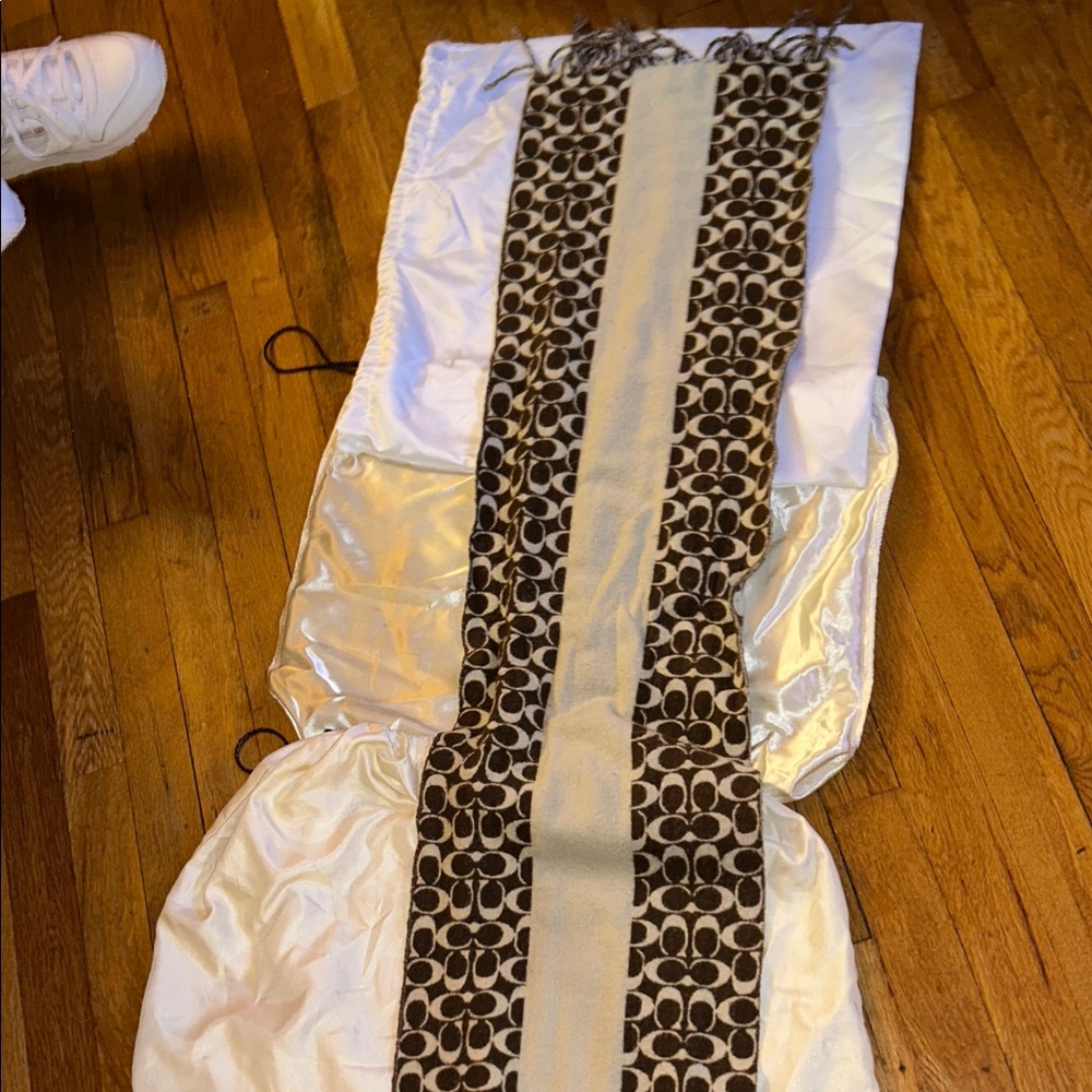 Coach Signature Brown and Cream Scarf - Picture 3 of 3